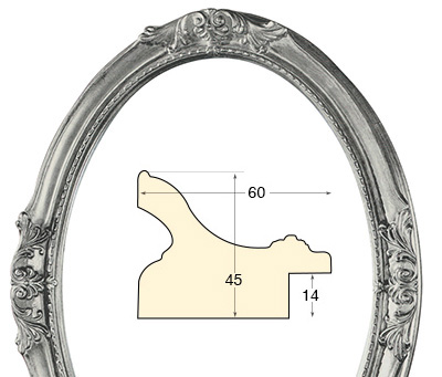 Cadre ovale decoré argenté - 50x70 cm