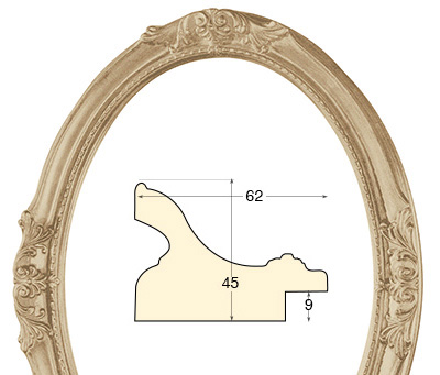 Cadre ovale decoré brut 40x50 cm