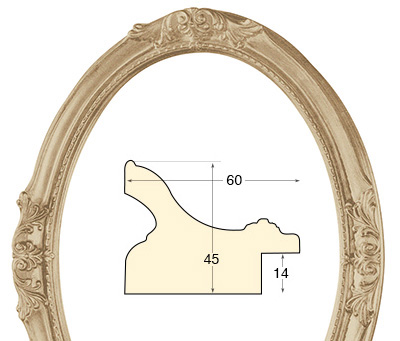 Cadre ovale decoré brut 50x70 cm