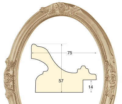 Cadre ovale decoré brut 60x80 cm