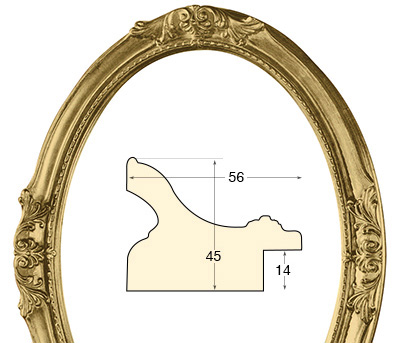 Cadre ovale decoré doré 30x40 cm