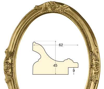 Cadre ovale decoré doré 40x50 cm