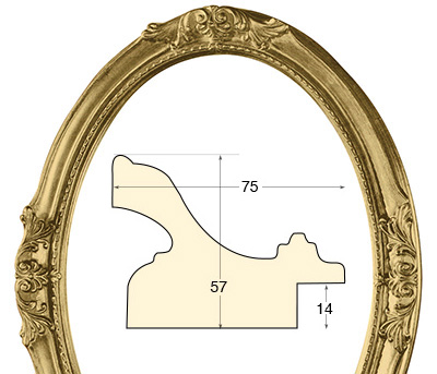 Cadre ovale decoré doré 60x80 cm