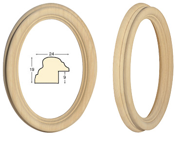 Cadre ovale en bois brut 9x12 cm