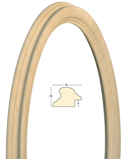 Cadre ovale en bois brut 28x35 cm