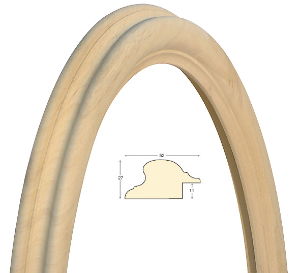 Cadre ovale en bois brut 35x45 cm