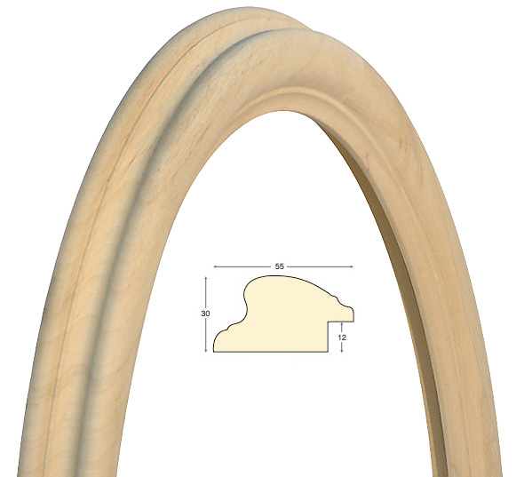Cadre ovale en bois brut 50x60 cm