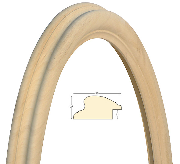 Cadre ovale en bois brut 50x70 cm