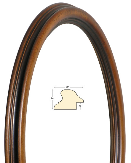 Cadre ovale noyer antique 30x40 cm