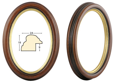 Cadre ovale noyer filet or 9x12 cm