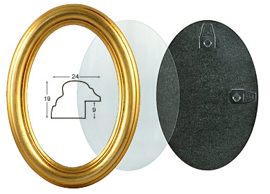 Cadre ovale doré complet 10x15 cm