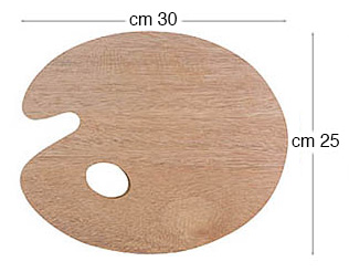 Palette en bois, ovale, 25x30 cm
