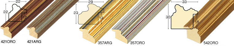 Série complète d'èchantillons à angle de la baguette 421-542 (5 pièces