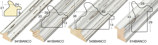 Série complète d'èchantillons à angle des baguettes blanches (4 pièces