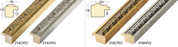 Série complète d'èchantillons à angle de la baguette 214-318 (4 pièces