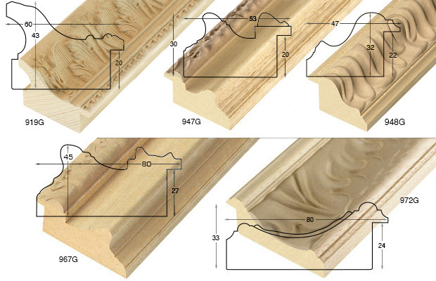 Série complète d'èchantillons à angle baguettes brutes (5 pièces)