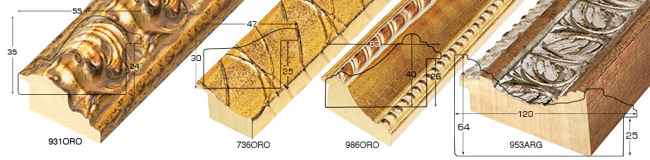 Série complète d'èchantillons à angle de la baguette 931 (2 pièces)