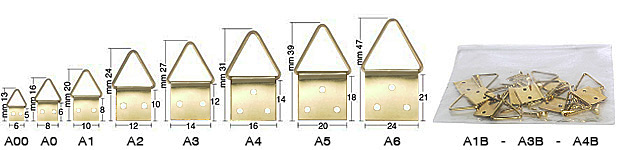 Attaches triangle acier laitonné n.00 - Par 1000