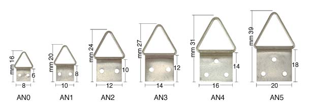 Attaches triangle acier nickelé n.0 - Par 1000