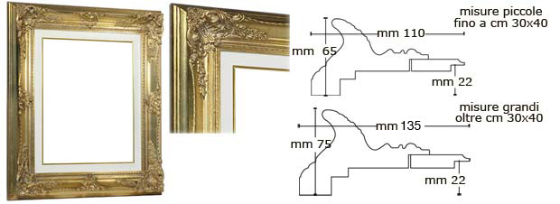 Cadre baroque or pass. ivoire 24x30 cm
