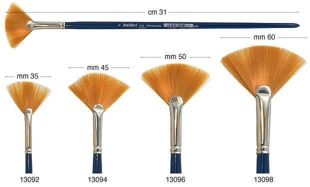 Pinceaux éventail en soie synthétique n.2