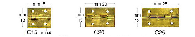 Charnières fer laitonné 13x15 mm - Par 1000 pcs