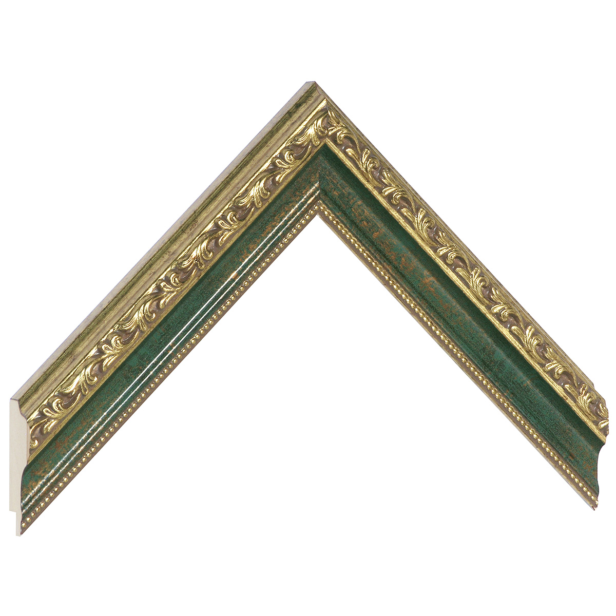 Baguette pin jointé larg.32mm - verte décorations en relief -  Échantillons