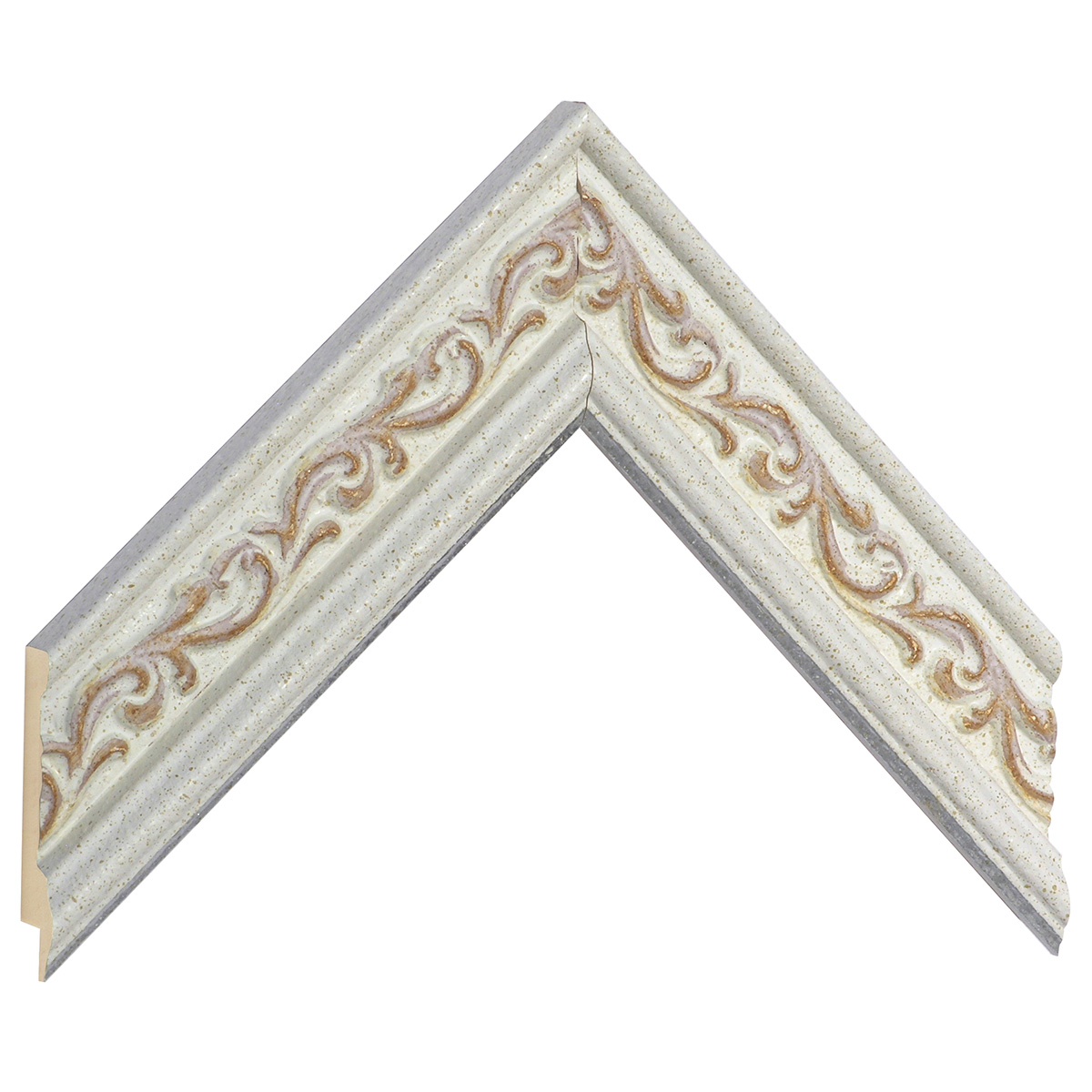 Baguette ayous, larg.44mm haut.22 - blanche avec décorations -  Échantillons