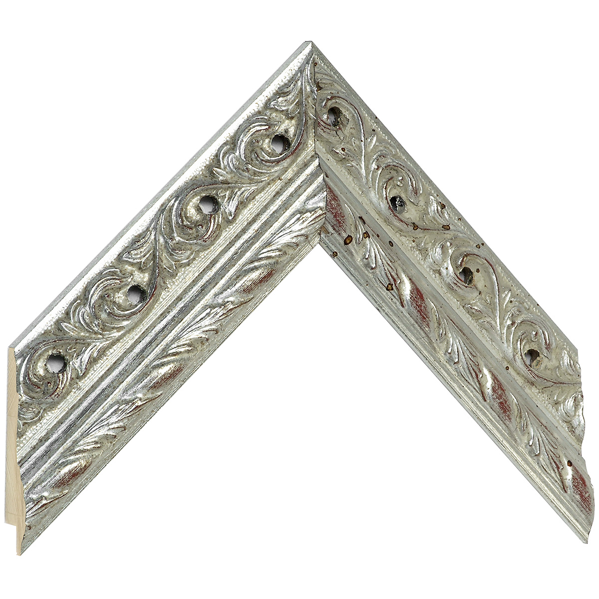 Baguette pin jointé, larg.48mm - finition argent décoré - avec trous -  Échantillons