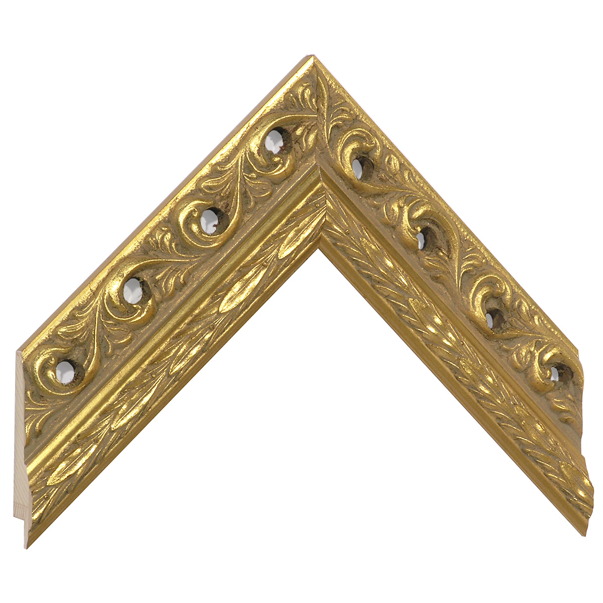 Baguette pin jointé, larg.48mm - finition or décoré - avec trous -  Échantillons