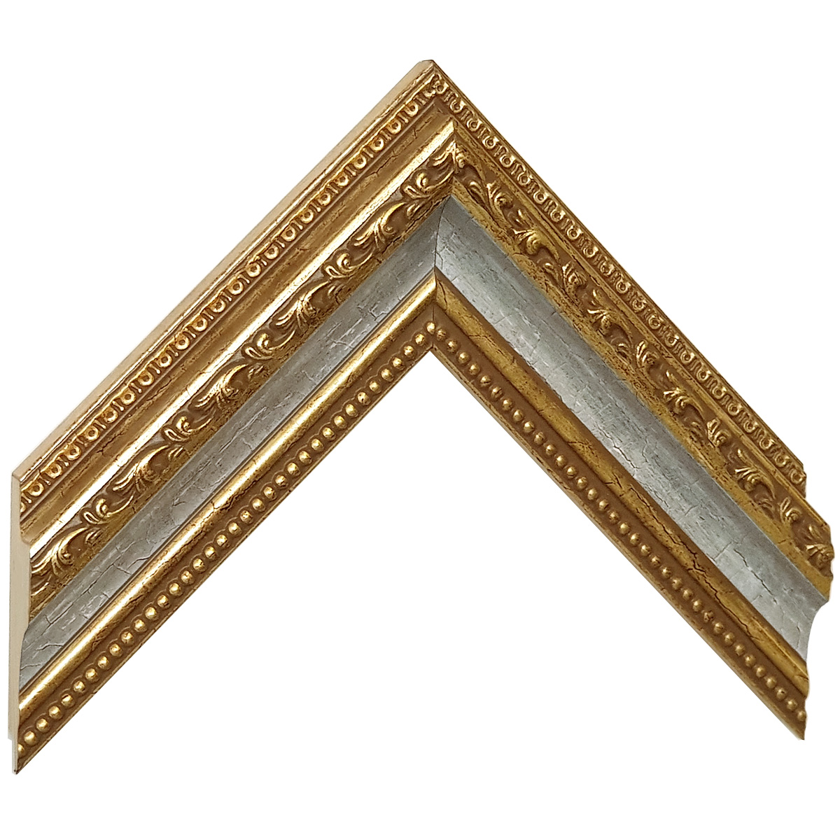 Baguette pin jointé, largeur 53mm, hauteur 35 - Or, bande argent -  Échantillons