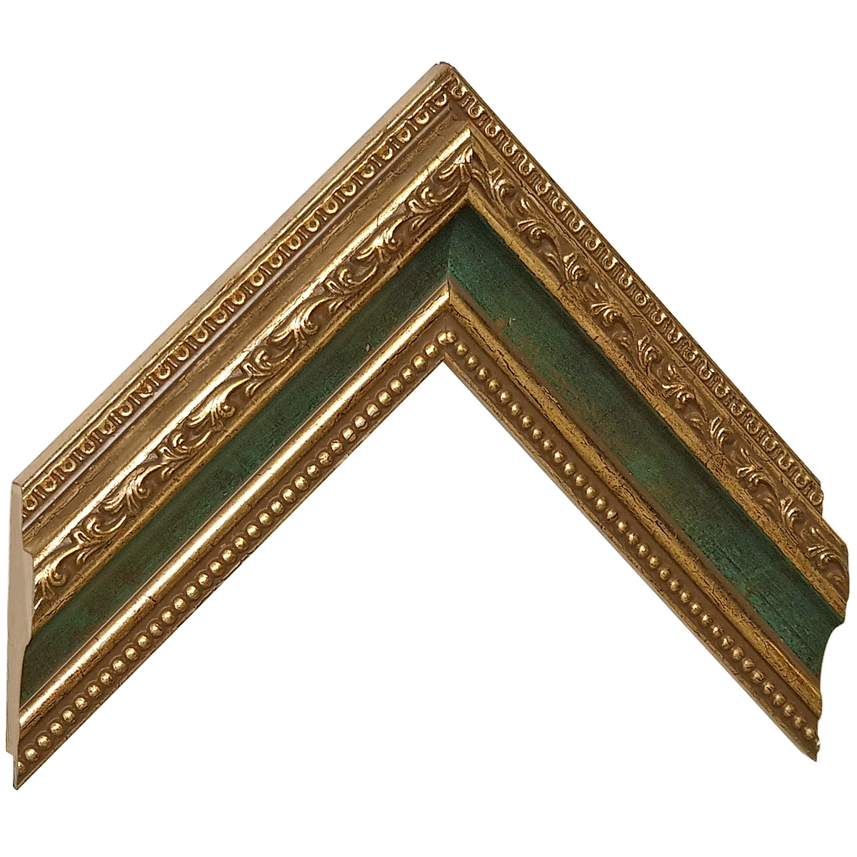 Baguette pin jointé, largeur 53mm, hauteur 35 - Or, bande vert -  Échantillons