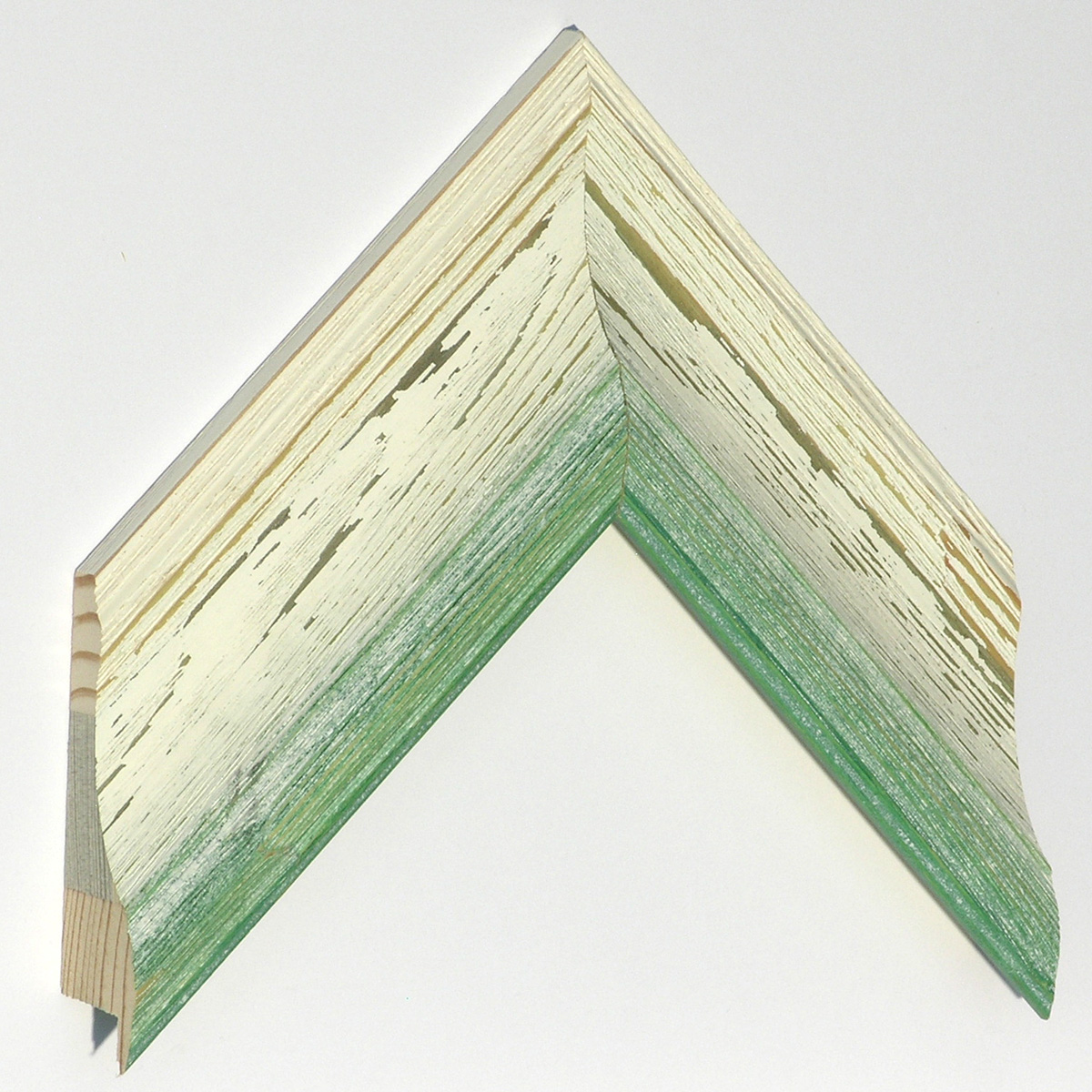 Baguette pin jointé, larg.66mm - blanc-vert, décapé -  Échantillons