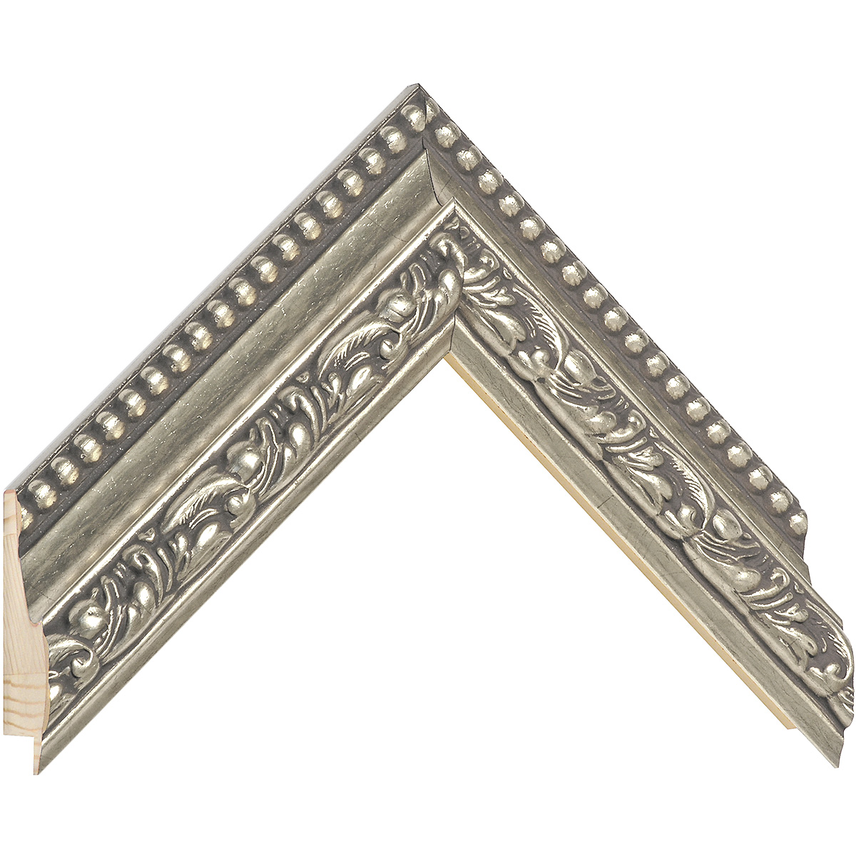 Baguette sapin jointé, larg.50mm, haut.44mm - argent avec décorations -  Échantillons