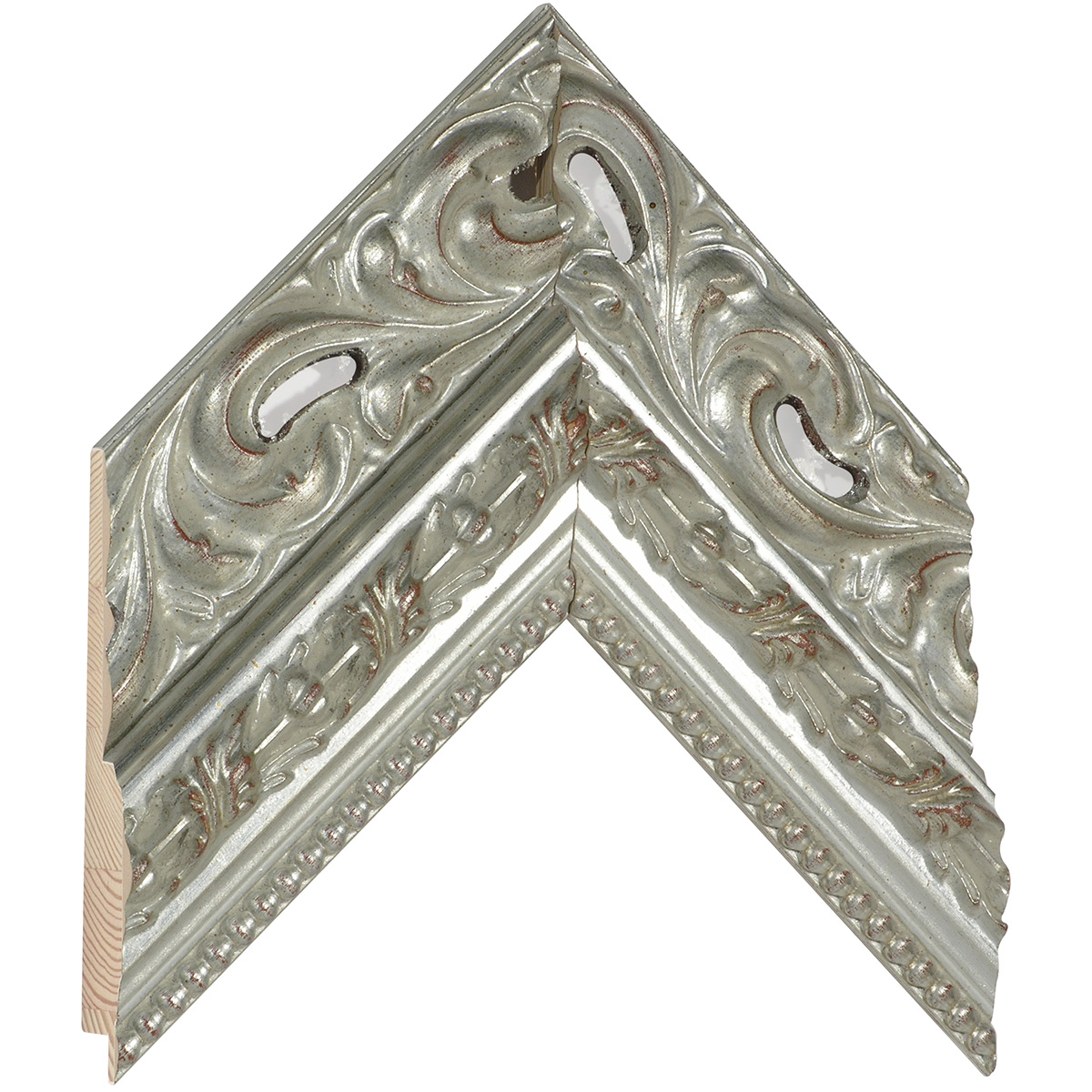 Baguette pin jointé, larg.100mm - finition argent décoré - avec trous -  Échantillons