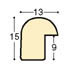 Baguette ayous - Largeur 13mm Hauteur 15 - Or - Profil