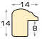 Baguette pin jointé - largeur 14mm, hauteur 14 - Or - Profil