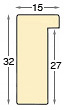 Baguette ayous, larg.15mm haut.32 - blanc opaque - Profil