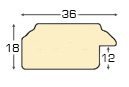 Baguette ayous, larg.37mm - feuille or - Profil