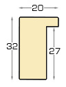 Baguette ayous, larg.20mm haut.32 - blanc mat - Profil