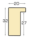 Baguette ayous, larg.20mm haut.32 - seiche - Profil