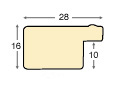 Baguette pin jointé, larg.28mm, haut.16mm - mat, perle - Profil