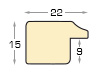 Baguette pin jointé, larg.22mm, haut.15mm - ivoire - Profil