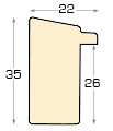 Baguette pin jointé - Largeur 22mm Hauteur 35 - Etain - Profil