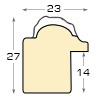 Baguette pin jointé - Largeur 23mm Hauteur 27 - Or avec décorations - Profil