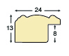 Baguette ayous jointé, larg.24mm, haut.13 - or, bande verte - Profil