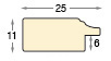 Baguette pin jointé, largeur 25mm, hauteur 11 - Blanc, fil or - Profil
