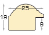 Baguette pin jointé larg.25mm, haut.19, forme arrondie - or - Profil