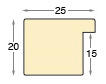 Baguette brute en tilleul, largeur 25mm, hauteur 20mm - Profil