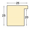 Baguette brute en ramin, largeur 25mm, hauteur 25mm - Profil